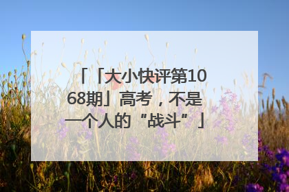 「大小快评第1068期」高考，不是一个人的“战斗”
