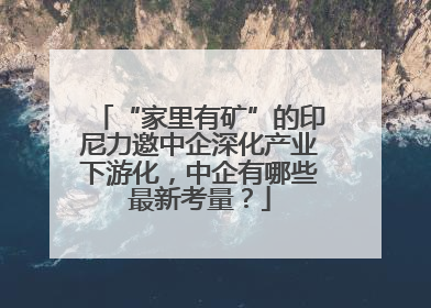 “家里有矿”的印尼力邀中企深化产业下游化，中企有哪些最新考量？