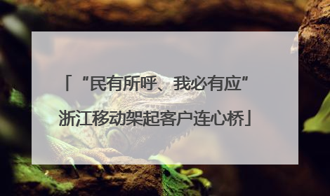 “民有所呼、我必有应” 浙江移动架起客户连心桥