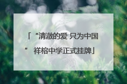 “清澈的爱 只为中国” 祥榕中学正式挂牌