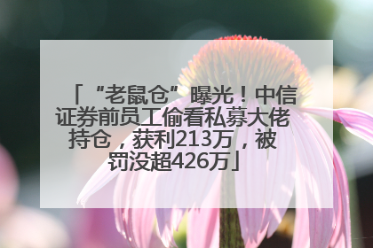 “老鼠仓”曝光！中信证券前员工偷看私募大佬持仓，获利213万，被罚没超426万