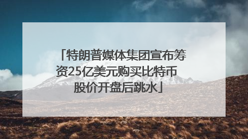 特朗普媒体集团宣布筹资25亿美元购买比特币 股价开盘后跳水