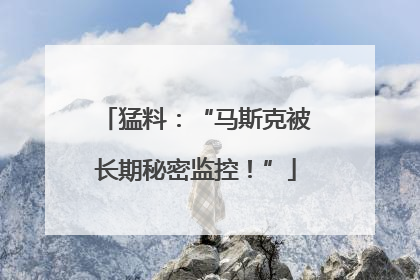 猛料：“马斯克被长期秘密监控！”