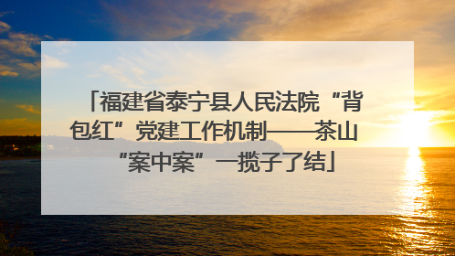 福建省泰宁县人民法院“背包红”党建工作机制——茶山“案中案”一揽子了结