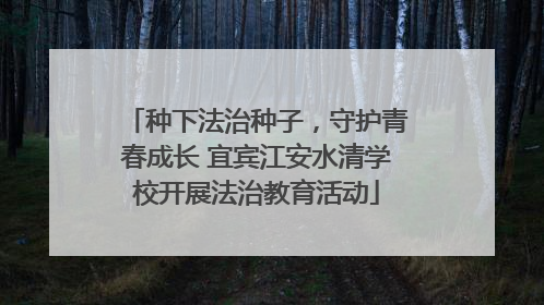 种下法治种子，守护青春成长 宜宾江安水清学校开展法治教育活动