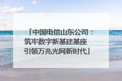 中国电信山东公司：筑牢数字新基建基座 引领万兆光网新时代