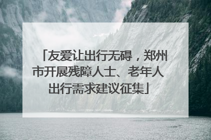 友爱让出行无碍，郑州市开展残障人士、老年人出行需求建议征集
