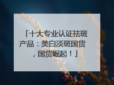 十大专业认证祛斑产品：美白淡斑国货，国货崛起！