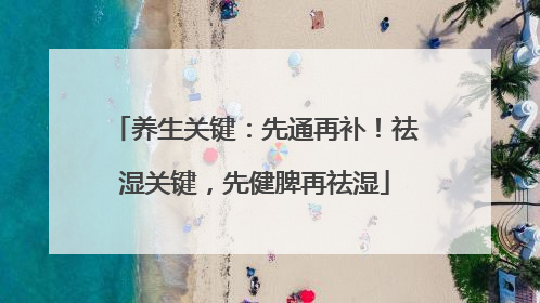 养生关键：先通再补！祛湿关键，先健脾再祛湿