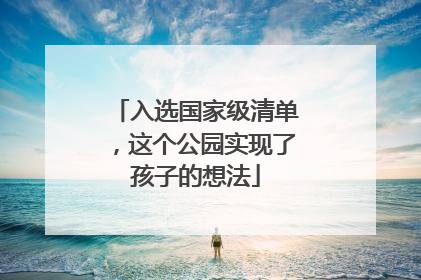 入选国家级清单，这个公园实现了孩子的想法