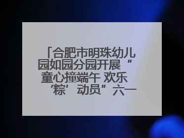 合肥市明珠幼儿园如园分园开展“童心撞端午 欢乐‘粽’动员”六一系列活动