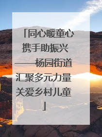 同心暖童心 携手助振兴——杨园街道汇聚多元力量关爱乡村儿童