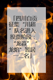 四川自贡征集“川超”队名进入投票阶段：“龙焱”“龙焰”暂居一二名
