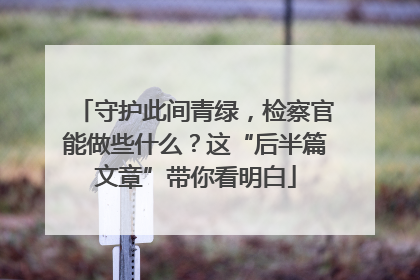 守护此间青绿，检察官能做些什么？这“后半篇文章”带你看明白
