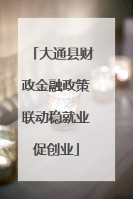 大通县财政金融政策联动稳就业促创业