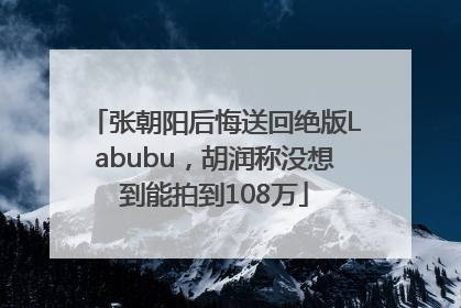 张朝阳后悔送回绝版Labubu，胡润称没想到能拍到108万