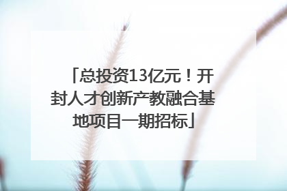 总投资13亿元！开封人才创新产教融合基地项目一期招标