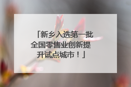 新乡入选第一批全国零售业创新提升试点城市！