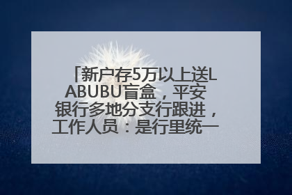 新户存5万以上送LABUBU盲盒，平安银行多地分支行跟进，工作人员：是行里统一的，进货渠道不清楚