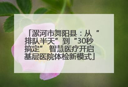 漯河市舞阳县：从“排队半天”到“30秒搞定” 智慧医疗开启基层医院体检新模式