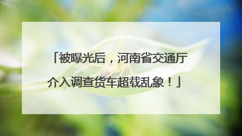 被曝光后，河南省交通厅介入调查货车超载乱象！