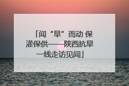 闻“旱”而动 保灌保供——陕西抗旱一线走访见闻