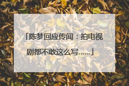 陈梦回应传闻：拍电视剧都不敢这么写……