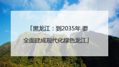 黑龙江：到2035年 要全面建成现代化绿色龙江