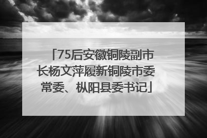 75后安徽铜陵副市长杨文萍履新铜陵市委常委、枞阳县委书记