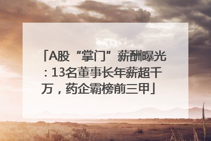 A股“掌门”薪酬曝光：13名董事长年薪超千万，药企霸榜前三甲